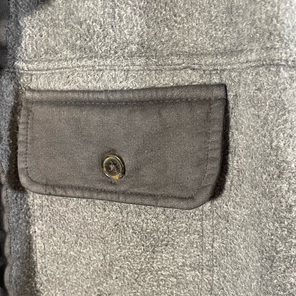 FREE PEOPLE fleece Oversize Rugby Button Fleece distressed Elbow Patches Pockets - Picture 8 of 12